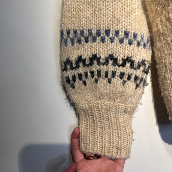 Madewell‎ Somervell Fair Isle Turtleneck Sweater XXS Oversized Cream Knit Crop - Picture 11 of 12